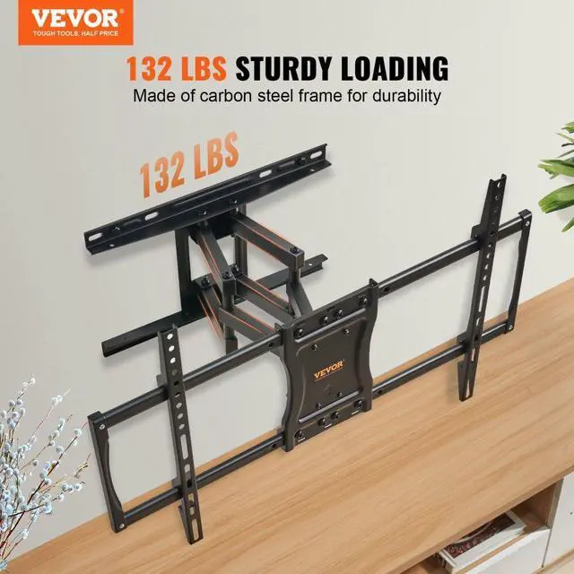 Alt view image 2 of 7 - VEVOR Full Motion TV Mount Fits for Most 37-75 inch TVs, Swivel Tilt Horizontal Adjustment TV Wall Mount Bracket with 4 Articulating Arms, Max VESA 600x400mm, Holds up to 132 lbs