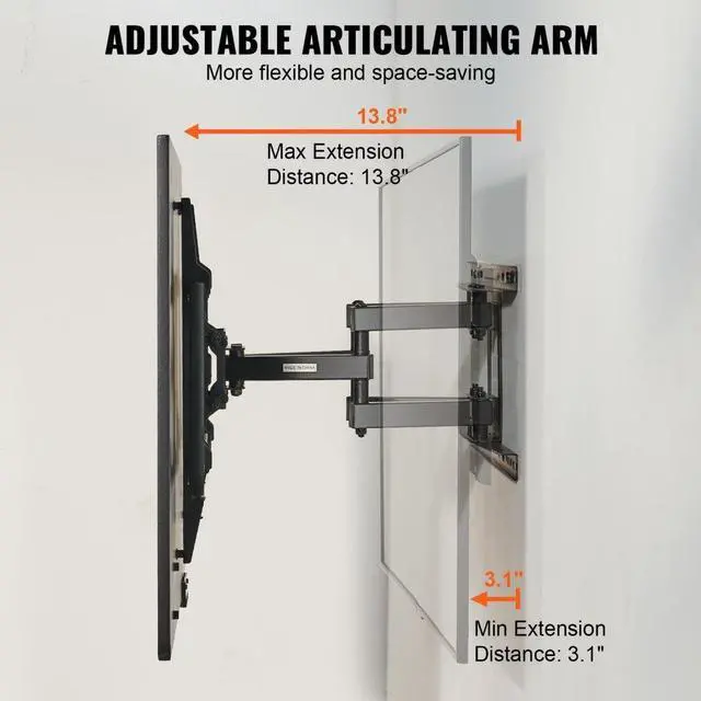 Alt view image 4 of 7 - VEVOR Full Motion TV Mount Fits for Most 37-75 inch TVs, Swivel Tilt Horizontal Adjustment TV Wall Mount Bracket with 4 Articulating Arms, Max VESA 600x400mm, Holds up to 132 lbs