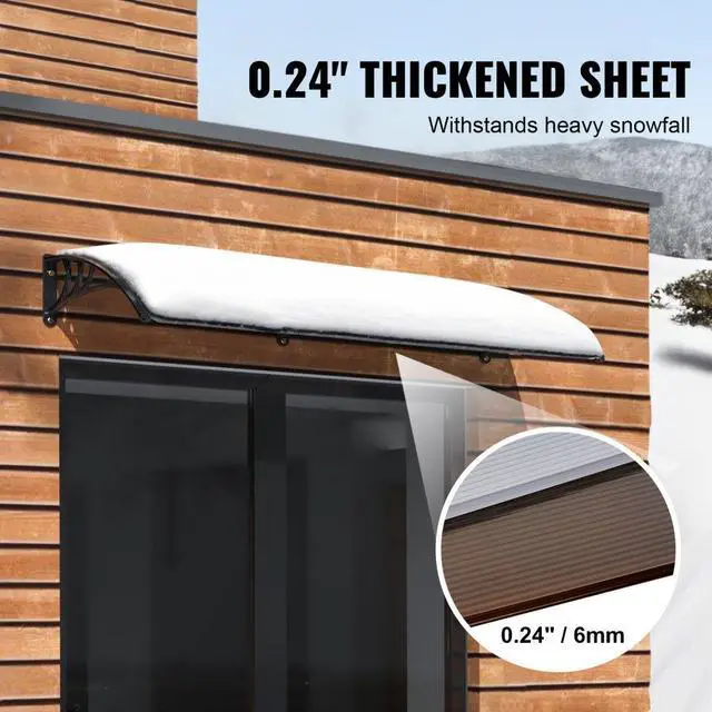 Alt view image 4 of 7 - VEVOR Window Door Awning Canopy 40" x 80", UPF 50+ Polycarbonate Entry Door Outdoor Window Awning Exterior, Front Door Overhang Awning for Sun Shutter, UV, Rain, Snow Protection, Hollow Sheet