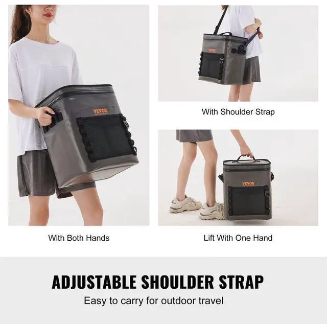 Alt view image 5 of 7 - VEVOR Soft Cooler Bag, 30 Cans Soft Sided Cooler Bag Leakproof with Zipper, Waterproof Soft Cooler Insulated Bag, Lightweight & Portable Collapsible Cooler for Beach, Hiking, Picnic, Camping, Travel