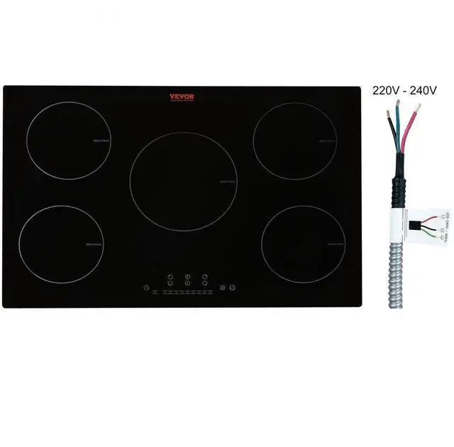 Main image of VEVOR Electric Cooktop, 5 Burners, 30'' Induction Stove Top, Built-in Magnetic Cooktop 9200W, 9 Heating Level Multifunctional Burner, LED Touch Screen w/Child Lock & Over-Temperature Protection