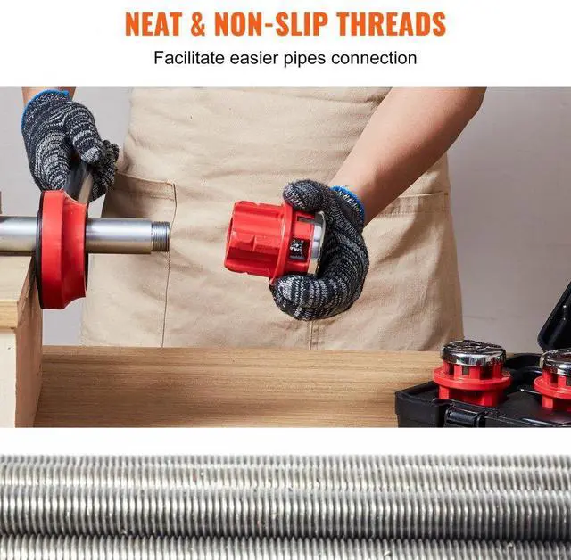 Alt view image 5 of 7 - VEVOR Ratchet Pipe Threader Kit, 1/4" NPT - 1-1/4" NPT Manual Ratcheting Pipe Threader, Portable Pipe Threading Tool Set with 6PCS NPT Dies, Storage Case for Galvanized Aluminum Iron Copper Pipes