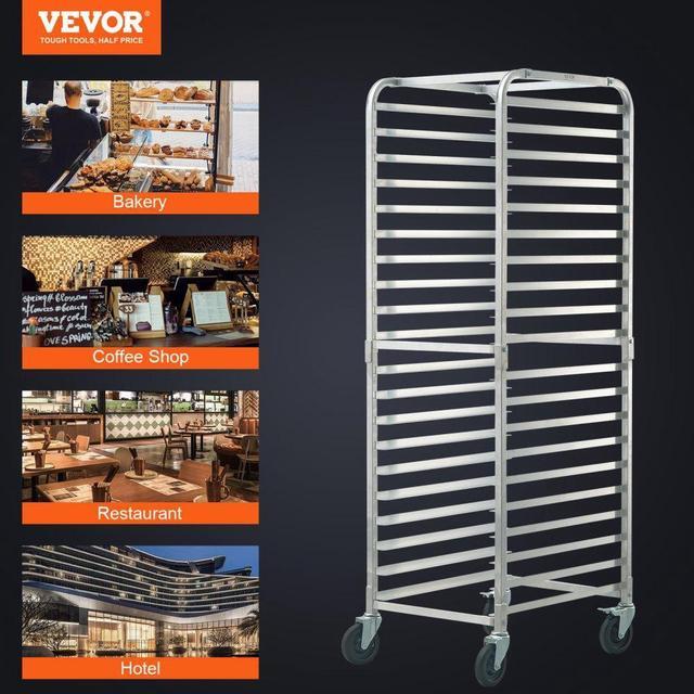 Alt view image 7 of 7 - VEVOR Bun Pan Rack, 20-Tier Commercial Bakery Racks with Brake Wheels, Aluminum Racking Trolley Storage for Half & Full Sheet, Speed Rack For Kitchen Home, Bread Baking Equipment, 26"L x 20.4"W x 70"H
