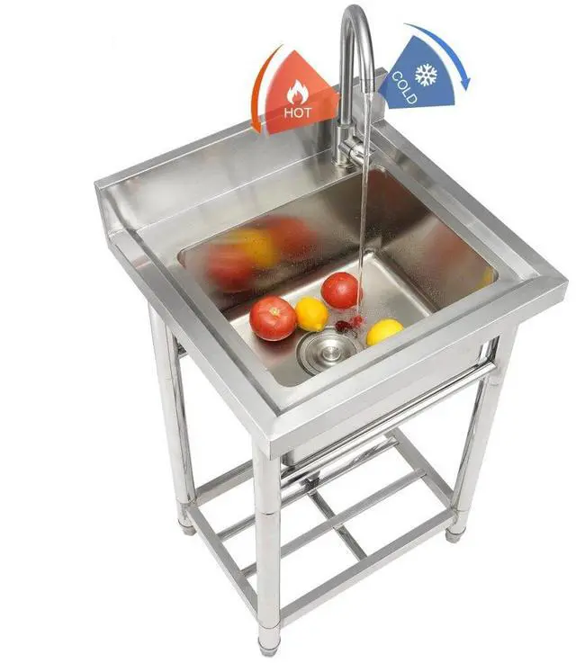 Main image of VEVOR Stainless Steel Utility Sink, 1 Compartment Free Standing Small Sink Include Faucet & legs, 16 x 13 x 8.7 in Commercial Single Bowl Sinks for Garage, Restaurant, Kitchen, Laundry, NSF Certified