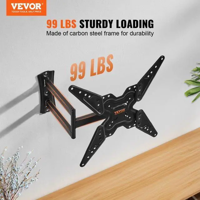 Alt view image 2 of 7 - VEVOR Full Motion TV Mount Fits for Most 26-55 inch TVs, Swivel Tilt Horizontal Adjustment TV Wall Mount Bracket with Articulating Arm, Max VESA 400x400mm , Holds up to 99 lbs