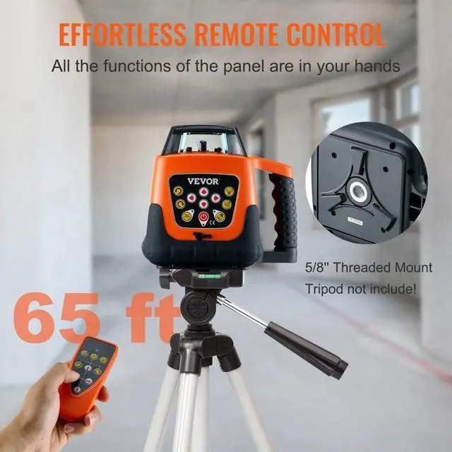 Alt view image 6 of 7 - VEVOR Laser Level, 1650ft, 360 Degree Self Leveling Red Cross Line Laser, 5 Rotation Speeds & 4 Scanning Angles Adjustment, IP66 Waterproof Remote Control Manual Self-leveling Mode, Battery Included