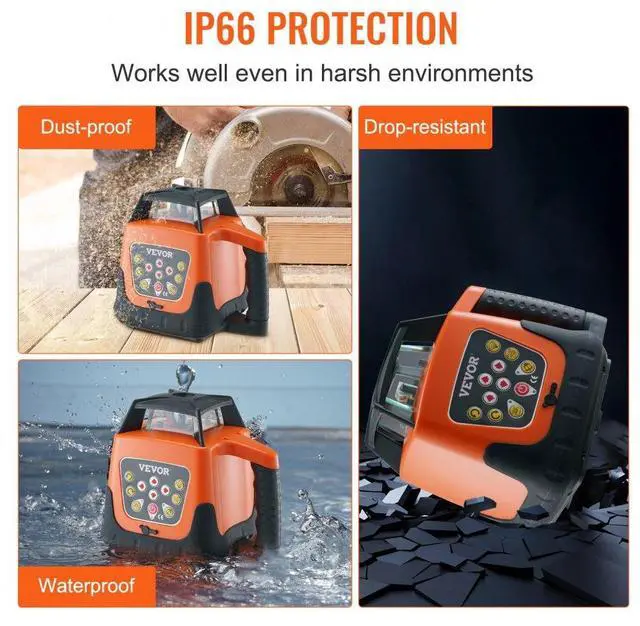 Alt view image 5 of 7 - VEVOR Laser Level, 1650ft, 360 Degree Self Leveling Red Cross Line Laser, 5 Rotation Speeds & 4 Scanning Angles Adjustment, IP66 Waterproof Remote Control Manual Self-leveling Mode, Battery Included