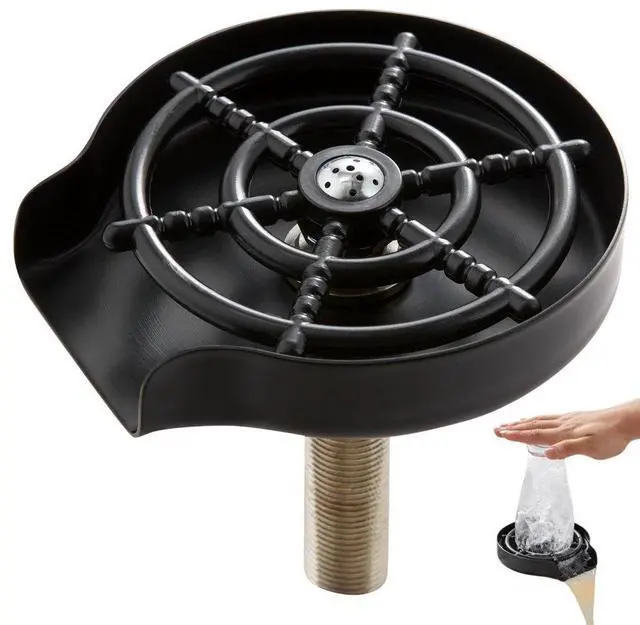 Main image of VEVOR Glass Rinser, 10 Powerful Spraying Jets 360° Rotating Cup Rinser for Sink, 304 Stainless Steel Faucet Cup Washer with ABS Cup Holder for Baby Bottle, Glass Cup, Wine Glass (Matte Black Base)