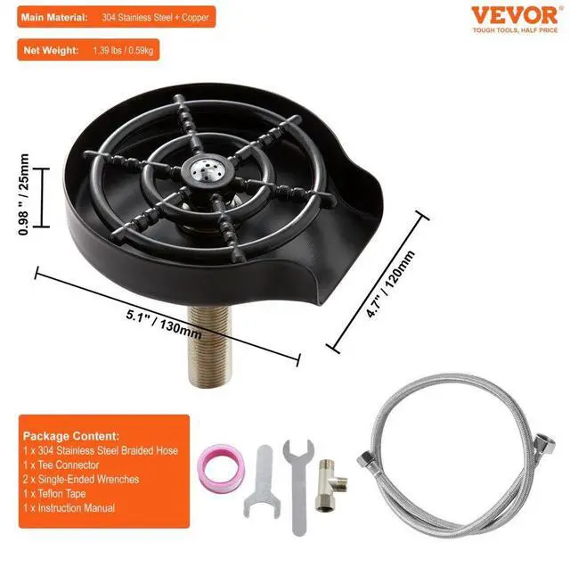 Alt view image 7 of 7 - VEVOR Glass Rinser, 10 Powerful Spraying Jets 360° Rotating Cup Rinser for Sink, 304 Stainless Steel Faucet Cup Washer with ABS Cup Holder for Baby Bottle, Glass Cup, Wine Glass (Matte Black Base)