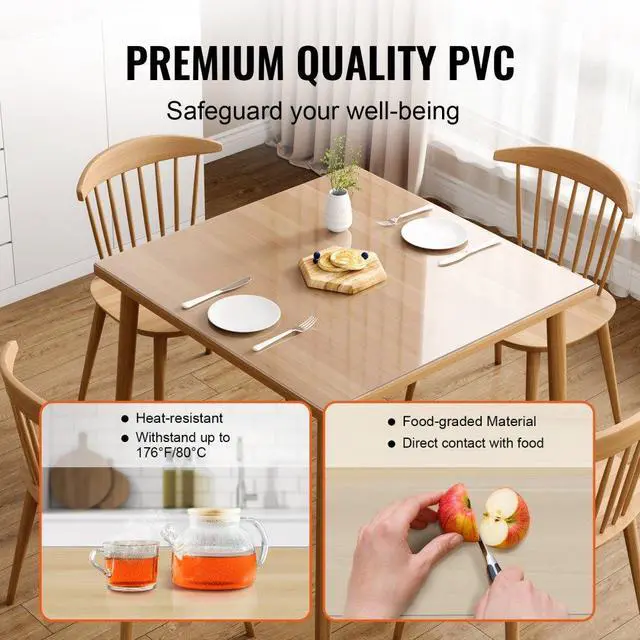 Alt view image 3 of 7 - VEVOR Clear Table Cover Protector, 12" x 12"/305 x 305 mm Table Cover, 1.5 mm Thick PVC Plastic Tablecloth, Waterproof Desktop Protector for Writing Desk, Coffee Table, Dining Room Table