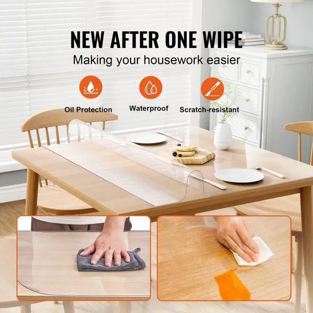 Alt view image 4 of 7 - VEVOR Clear Table Cover Protector, 12" x 12"/305 x 305 mm Table Cover, 1.5 mm Thick PVC Plastic Tablecloth, Waterproof Desktop Protector for Writing Desk, Coffee Table, Dining Room Table