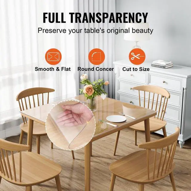 Alt view image 5 of 7 - VEVOR Clear Table Cover Protector, 12" x 12"/305 x 305 mm Table Cover, 1.5 mm Thick PVC Plastic Tablecloth, Waterproof Desktop Protector for Writing Desk, Coffee Table, Dining Room Table