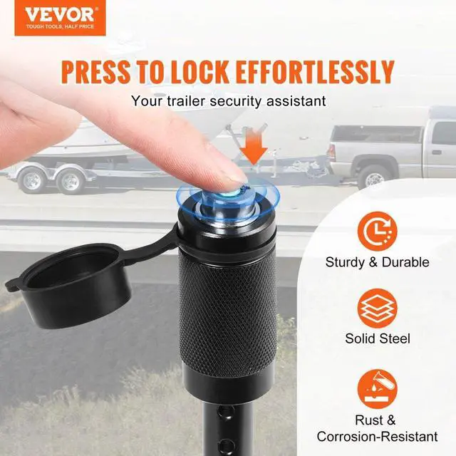 Alt view image 2 of 7 - VEVOR Trailer Hitch Lock, 5/8-inch Diameter, Locking Receiver Pin with 2 Keys and 4 O-Rings, Weatherproof Anti-Theft Tow Lockable Pin with Dust, Mud & Gunk Protection, Fits for Truck, Boat, Bike, Car