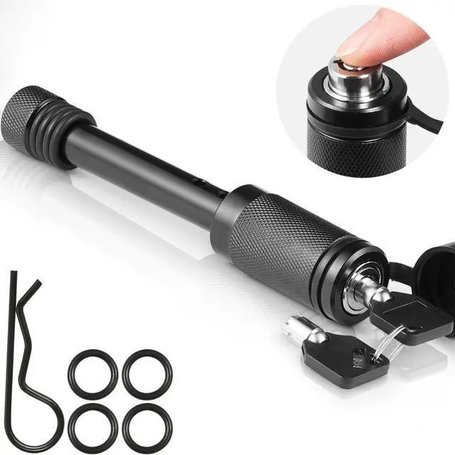 Main image of VEVOR Trailer Hitch Lock, 5/8-inch Diameter, Locking Receiver Pin with 2 Keys and 4 O-Rings, Weatherproof Anti-Theft Tow Lockable Pin with Dust, Mud & Gunk Protection, Fits for Truck, Boat, Bike, Car