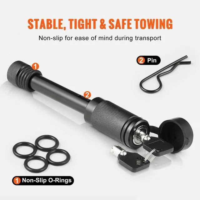 Alt view image 3 of 7 - VEVOR Trailer Hitch Lock, 5/8-inch Diameter, Locking Receiver Pin with 2 Keys and 4 O-Rings, Weatherproof Anti-Theft Tow Lockable Pin with Dust, Mud & Gunk Protection, Fits for Truck, Boat, Bike, Car