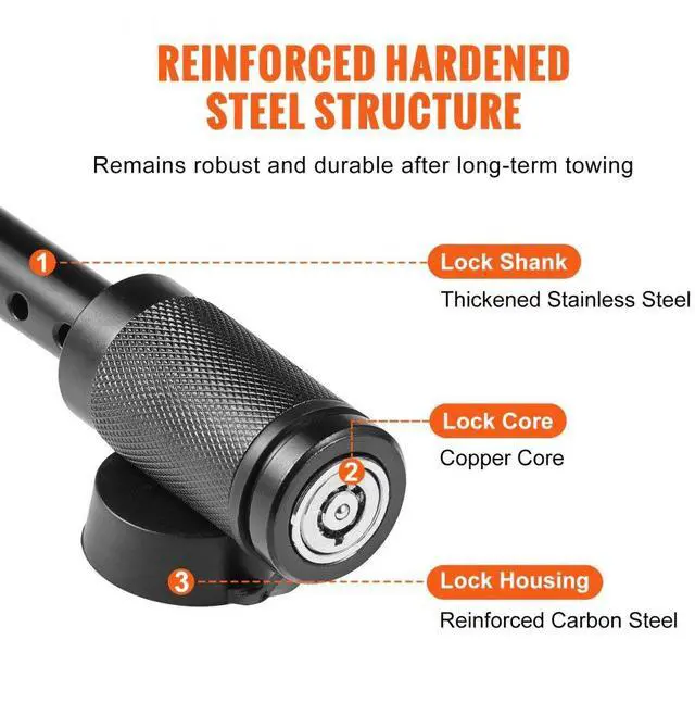 Alt view image 4 of 7 - VEVOR Trailer Hitch Lock, 5/8-inch Diameter, Locking Receiver Pin with 2 Keys and 4 O-Rings, Weatherproof Anti-Theft Tow Lockable Pin with Dust, Mud & Gunk Protection, Fits for Truck, Boat, Bike, Car