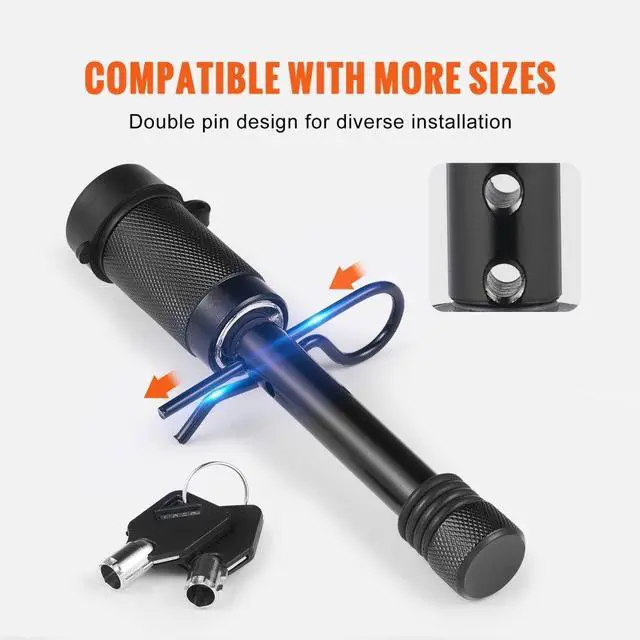 Alt view image 6 of 7 - VEVOR Trailer Hitch Lock, 5/8-inch Diameter, Locking Receiver Pin with 2 Keys and 4 O-Rings, Weatherproof Anti-Theft Tow Lockable Pin with Dust, Mud & Gunk Protection, Fits for Truck, Boat, Bike, Car