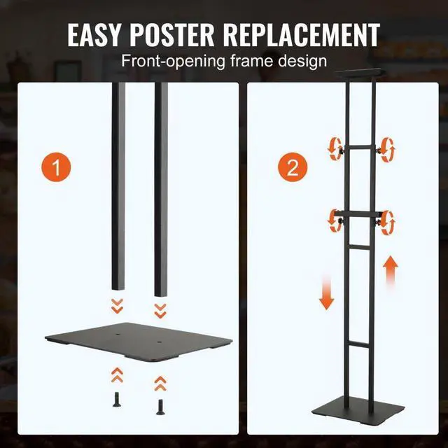 Alt view image 6 of 7 - VEVOR Poster Stand, Adjustable Height Up to 75", Double-Sided Heavy Duty Pedestal Sign Holder, Floor Standing Sign Holder Banner Stand with Shock-absorbing Base for Display, for Board and Foam, Black