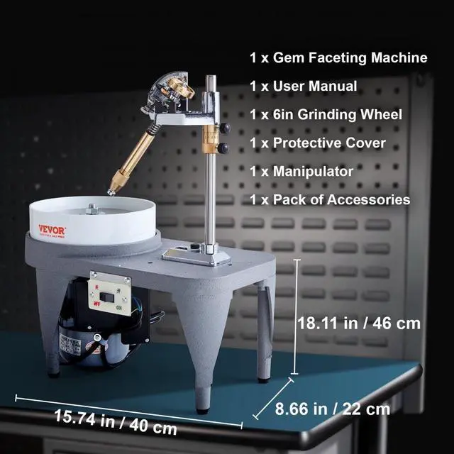 Alt view image 7 of 7 - VEVOR  Gem Faceting Machine, 2800RPM Jade Grinding Polishing Machine, 180W 110V Rock Polisher Jewel Angle Polisher, with Faceted Manipulator and 1 Bag of Triangle Abrasive for Jewelry Polisher