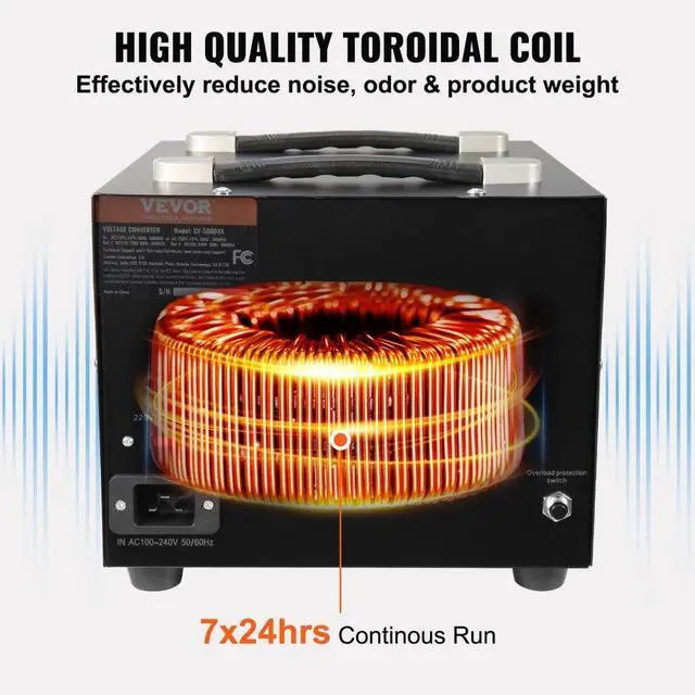 Alt view image 5 of 8 - VEVOR Voltage Converter Transformer, 5000W, Heavy Duty Step Up/Down Transformer, Convert from 110 Volt to 220 Volt and  from 220 Volt to 110 Volt, with US Outlet EU Outlet 5V USB Port, CE Certified