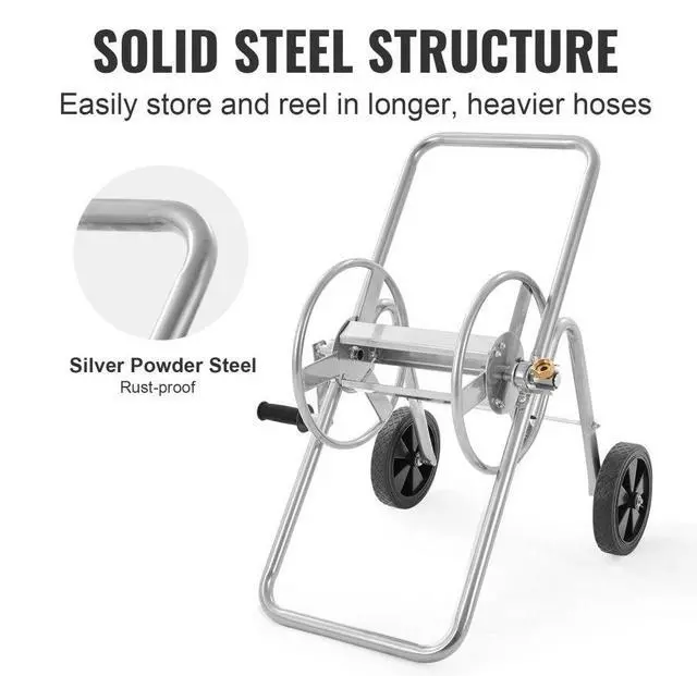 Alt view image 3 of 7 - VEVOR Hose Reel Cart, Hold Up to 175 ft of 5/8 Hose (Hose Not Included), Garden Water Hose Carts Mobile Tools with Wheels, Heavy Duty Powder-coated Steel Outdoor Planting for Garden, Yard, Lawn