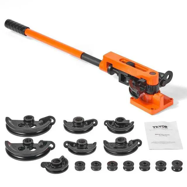 Main image of VEVOR Pipe Tube Bender, 3/8" to 1" OD Manual Pipe Tube Bender with 7 Bending Dies, 180° Copper Aluminum Pipes Bending Tools for HVAC Air Conditioning Refrigerator Auto Repair