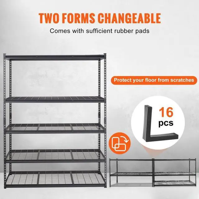Alt view image 5 of 7 - VEVOR Storage Shelving Unit, 5-Tier Adjustable, 2000 lbs Capacity, Heavy Duty Garage Shelves Metal Organizer Wire Rack, Black, 60" L x 24" W x 78" H for Kitchen Pantry Basement Bathroom Laundry Closet
