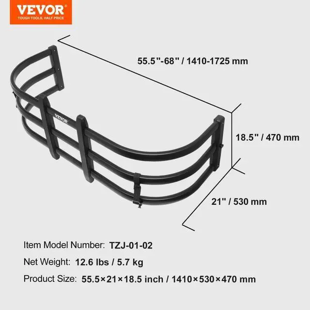 Alt view image 7 of 7 - VEVOR Truck Bed Extender, Aluminum Retractable Tailgate Extender, 55.5"-68", Fits for Ford Super Duty, F150, Dodge Ram 1500/2500/3500, Toyota Tundra, Nissan Titan, Chevrolet Silverado, GMC Sierra