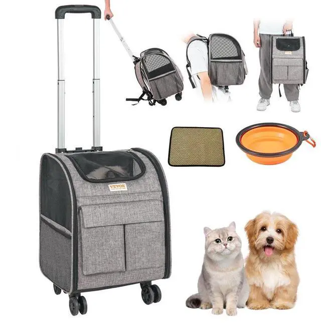 Main image of VEVOR Rolling Pet Carrier Backpack with Removable Wheels for Under 18LBS, Large Soft Sided Wheeled Dog Carrier Cat Travel Carrier Airline Approved for Small Dogs and Medium Cats with Upgraded Wheels