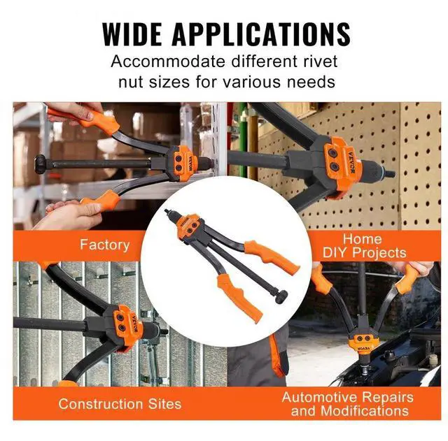 Alt view image 6 of 7 - VEVOR Rivet Nut Tool, 14 Rivnut Tool Kit with 7 PCS Metric and SAE Mandrels, 70 PCS Assorted Rivet Nuts, 10-24, 1/4-20, M6, 5/16-18, M8, 3/8-16, M10, Rivet Nut Kit With Rugged Carrying Case
