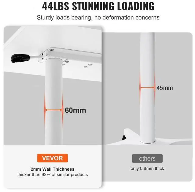 Alt view image 5 of 7 - VEVOR Mobile Standing Desk, 28.5"-44.2" Gas-Spring Height Adjustable Sit-Stand Desk, 360° Swivel Wheels (2 Lockable) Portable Rolling Laptop Table Computer Cart for Home Office School, 44LBS Loading