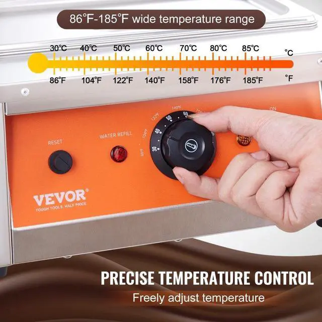 Alt view image 3 of 7 - VEVOR Chocolate Tempering Machine, 17.6 Lbs 2 Tanks Chocolate Melting Pot TEMP Control 86~185, 1500W Stainless Steel Electric Commercial Food Warmer For Chocolate/Milk/Cream Melting and Heating