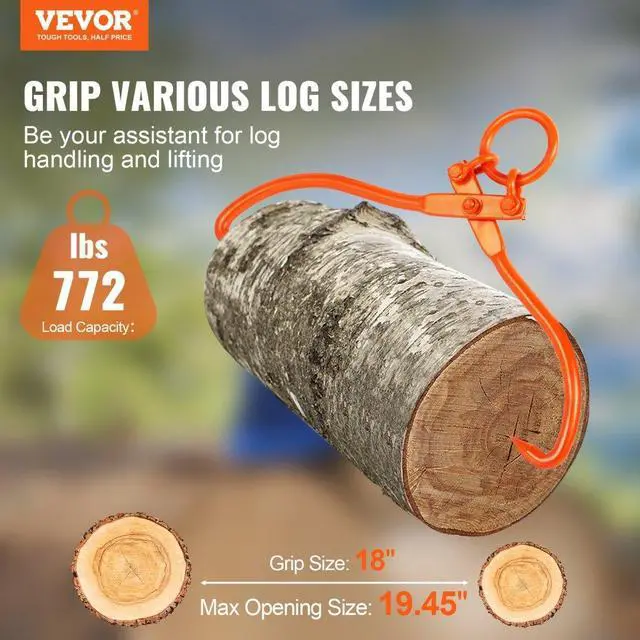 Alt view image 2 of 14 - VEVOR Log Skidding Tongs, 18 inch 2 Claw Log Lifting Tongs, Heavy Duty Steel Lumber Skidding Tongs, 772 lbs/350 kg Loading Capacity, Log Lifting, Handling, Dragging & Carrying Tool