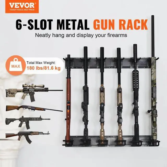 Alt view image 2 of 7 - VEVOR Gun Rack, Indoor Gun Rack Wall Mount, 6-Slot Vertical Rifle Shotgun Gun Rack, 180 lb Heavy Duty Metal Wall Gun Rack Display Stand with Soft Padding