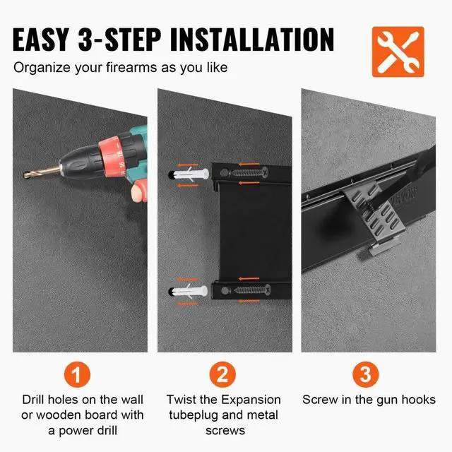 Alt view image 5 of 7 - VEVOR Gun Rack, Indoor Gun Rack Wall Mount, 6-Slot Vertical Rifle Shotgun Gun Rack, 180 lb Heavy Duty Metal Wall Gun Rack Display Stand with Soft Padding