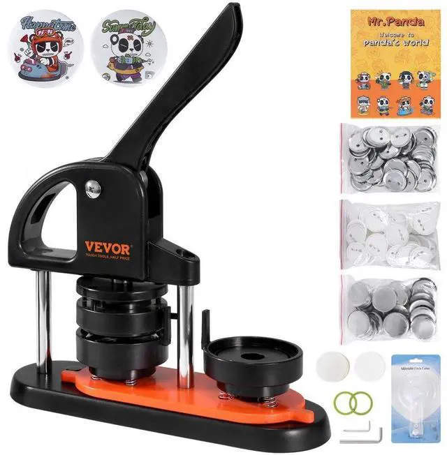 Main image of VEVOR Button Maker Machine, 2.28 inch/58mm Pin Maker with 100pcs Button Parts, Ergonomic Arc Handle Punch Press Kit, Button Maker with Panda Magic Book, For Children DIY Gifts and Christmas