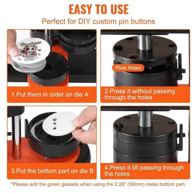 Alt view image 5 of 7 - VEVOR Button Maker Machine, 2.28 inch/58mm Pin Maker with 100pcs Button Parts, Ergonomic Arc Handle Punch Press Kit, Button Maker with Panda Magic Book, For Children DIY Gifts and Christmas