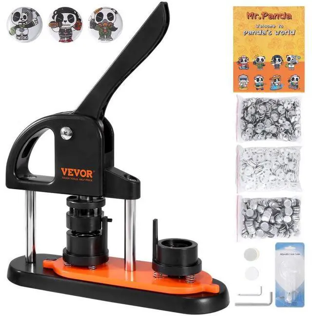 Main image of VEVOR Button Maker Machine, 0.98 inch/25mm Pin Maker with 500pcs Button Parts, Button Maker with Panda Magic Book, Ergonomic Arc Handle Punch Press Kit, For Children DIY Gifts and Christmas