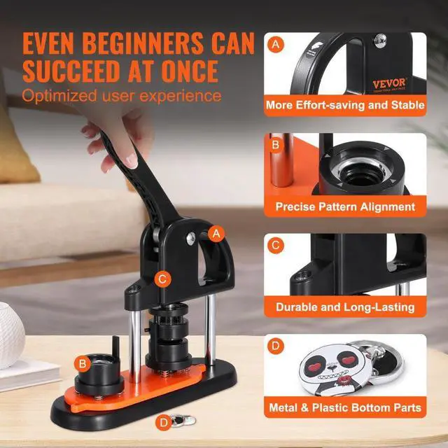 Alt view image 3 of 7 - VEVOR Button Maker Machine, 0.98 inch/25mm Pin Maker with 500pcs Button Parts, Button Maker with Panda Magic Book, Ergonomic Arc Handle Punch Press Kit, For Children DIY Gifts and Christmas