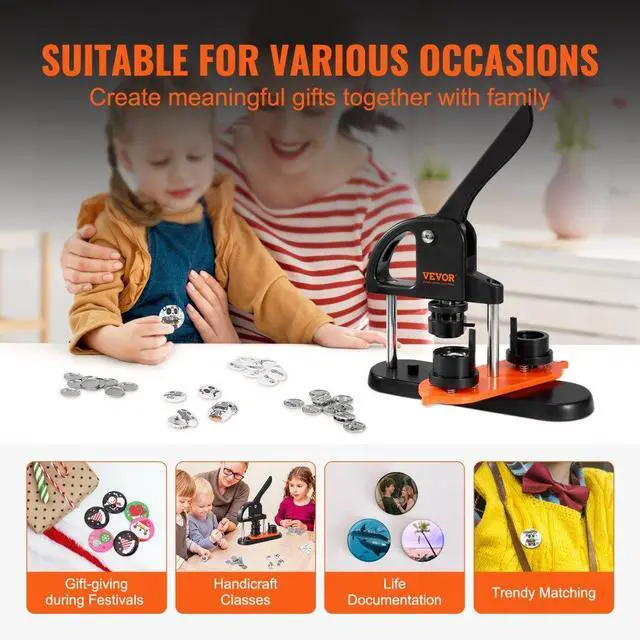 Alt view image 4 of 7 - VEVOR Button Maker Machine, 0.98 inch/25mm Pin Maker with 500pcs Button Parts, Button Maker with Panda Magic Book, Ergonomic Arc Handle Punch Press Kit, For Children DIY Gifts and Christmas