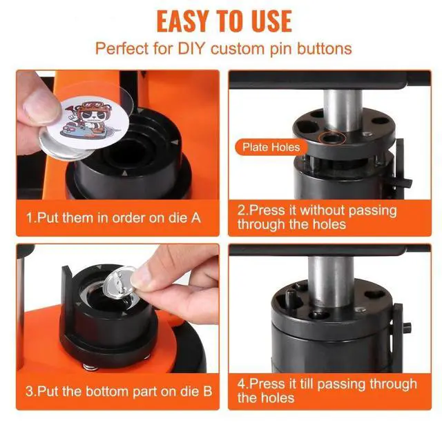 Alt view image 5 of 7 - VEVOR Button Maker Machine, 0.98 inch/25mm Pin Maker with 500pcs Button Parts, Button Maker with Panda Magic Book, Ergonomic Arc Handle Punch Press Kit, For Children DIY Gifts and Christmas