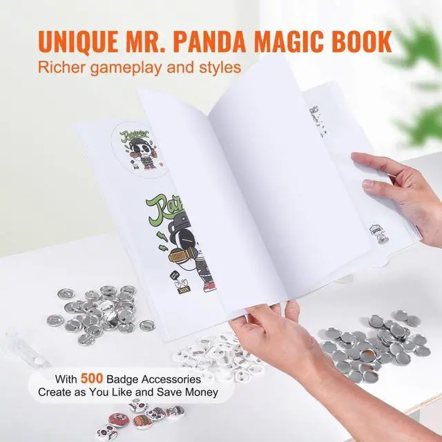 Alt view image 6 of 7 - VEVOR Button Maker Machine, 0.98 inch/25mm Pin Maker with 500pcs Button Parts, Button Maker with Panda Magic Book, Ergonomic Arc Handle Punch Press Kit, For Children DIY Gifts and Christmas
