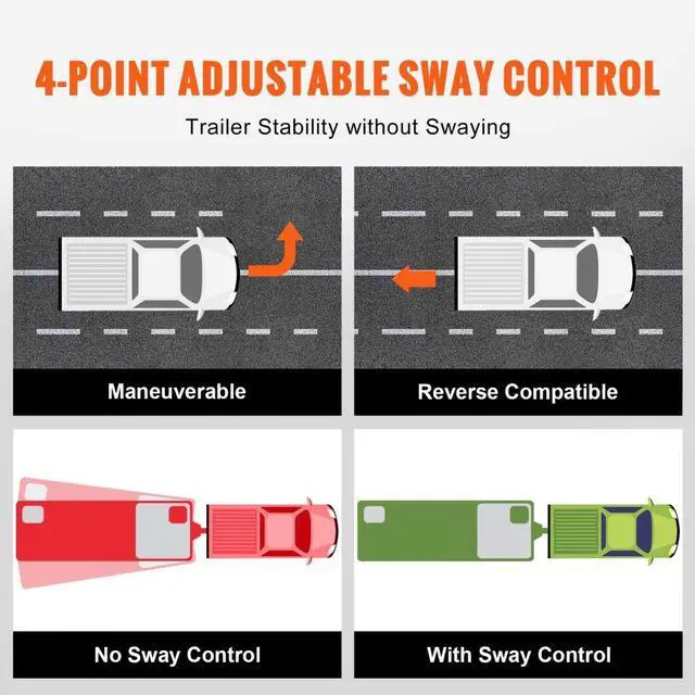 Alt view image 3 of 7 - VEVOR Weight Distribution Hitch, 1,500 lbs Weight Distributing Hitches Kit with Sway Control for Trailer, 2-In Solid Steel Shank, 2-5/16 in Alloy Steel Ball, Powder Coated Load Leveling Hitch, Black