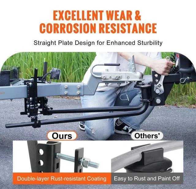Alt view image 5 of 7 - VEVOR Weight Distribution Hitch, 1,500 lbs Weight Distributing Hitches Kit with Sway Control for Trailer, 2-In Solid Steel Shank, 2-5/16 in Alloy Steel Ball, Powder Coated Load Leveling Hitch, Black