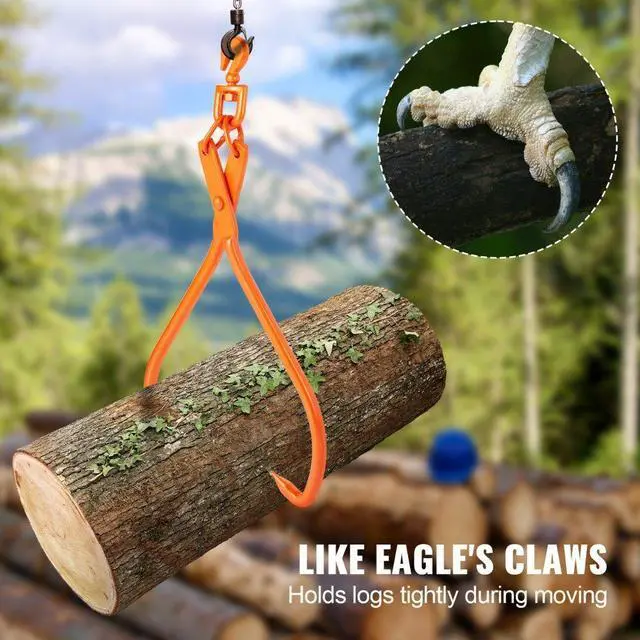 Alt view image 3 of 14 - VEVOR Log Skidding Tongs, 32 inch 2 Claw Log Lifting Tongs, Heavy Duty Rotating Steel Lumber Skidding Tongs, 1543 lbs/700 kg Loading Capacity, Log Lifting, Handling, Dragging & Carrying Tool