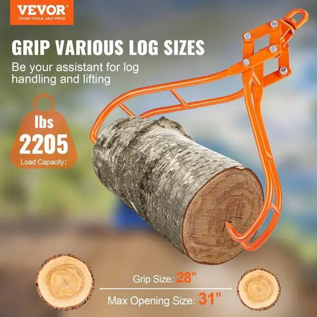 Alt view image 2 of 7 - VEVOR Timber Claw Hook, 28 inch 4 Claw Log Grapple for Logging Tongs, Swivel Steel Log Lifting Tongs, Eagle Claws Design with 2205 lbs/1000 kg Loading Capacity for Tractors, ATVs, Trucks, Forklifts