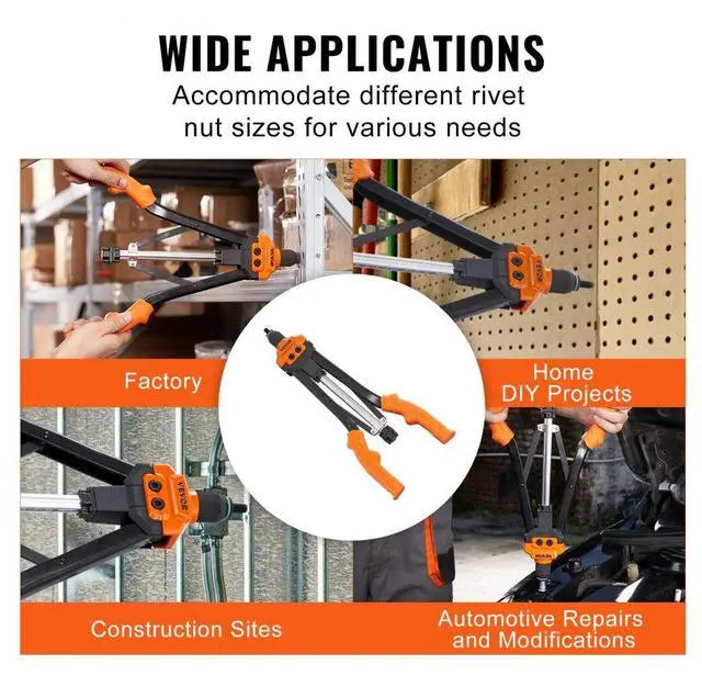 Alt view image 6 of 7 - VEVOR Rivet Nut Tool, 16 inch Rivnut Tool Kit with 13PCS Metric and SAE Mandrels, 186PCS Rivet Nuts, Semi-auto Retraction, M3, M4, M5, M6, M8, M10, M12, 1/4-20, 5/16-18, 3/8-16, 1/2-13, 8-32, 10-24