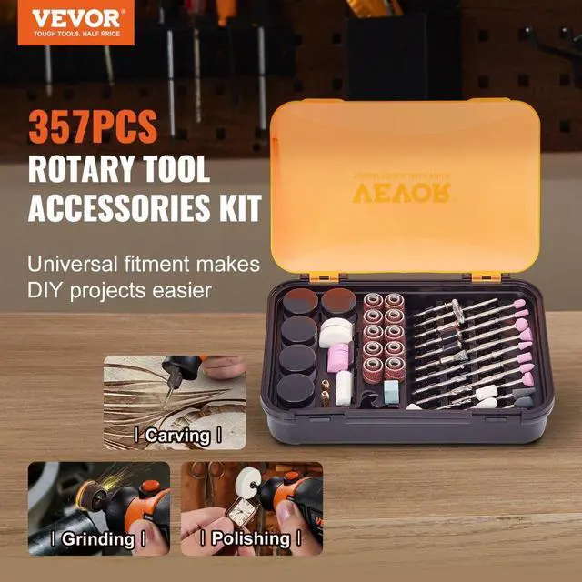 Alt view image 2 of 7 - VEVOR Rotary Tool Accessory Kit, 357PCS Accessories Kit, 1/8" Diameter Shank, Universal Fitment Power Rotary Tool Accessories Set for Grinding, Carving, Sanding, Cutting, Drilling