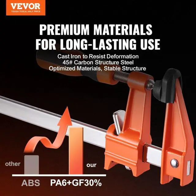 Alt view image 2 of 7 - VEVOR Bar Clamps for Woodworking, 2-Pack 36" Clamp/Spreader, Quick-Change F Clamp with 600 lbs Load Limit, 2.5" Throat Depth, Cast Iron and Carbon Steel, Wood Clamps for Woodworking Metal Working