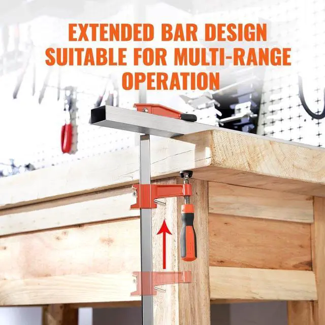 Alt view image 6 of 7 - VEVOR Bar Clamps for Woodworking, 2-Pack 36" Clamp/Spreader, Quick-Change F Clamp with 600 lbs Load Limit, 2.5" Throat Depth, Cast Iron and Carbon Steel, Wood Clamps for Woodworking Metal Working